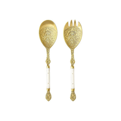Golden oriental salad servers