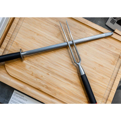 Knives and Kitchen Accessories Set - The BBQ Set: Gyuto (chef knife) + carving fork + honing steel