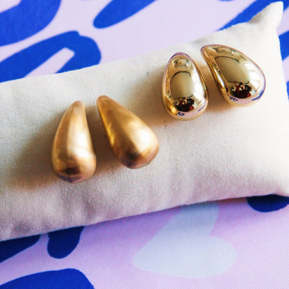 Stainless steel drop earring - shine/gold