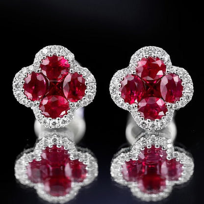 Vivid Ruby Flower Jewelry Set