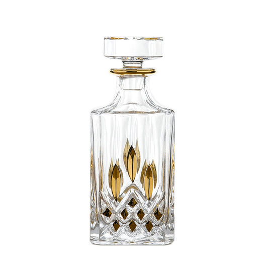 Glass whiskey carafe with golden details 700ml