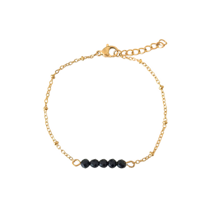 Bracelet Black Tourmaline Facet - Gold