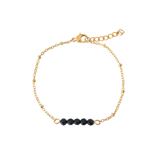 Bracelet Black Tourmaline Facet - Gold