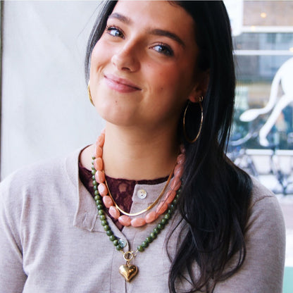 Natural stone bead necklace 'SMALL' - green