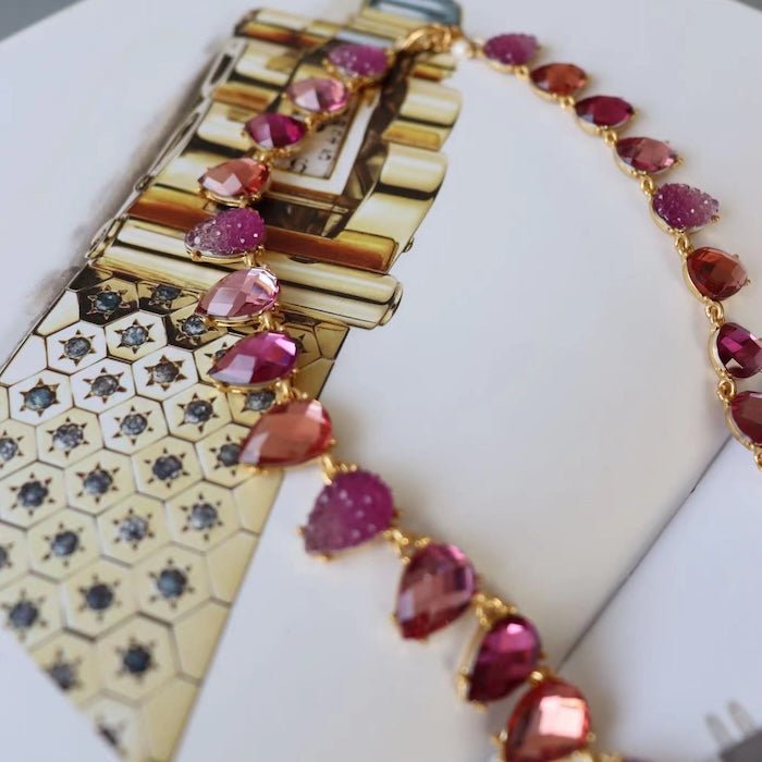 Chunky Vintage Pink Crystal Statement Necklace