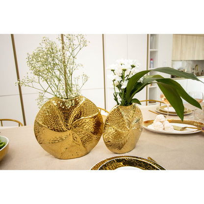 Golden spiral vase in ceramic 28.5x6.5x26cm