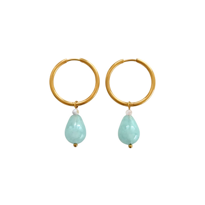 Amazonite drop earrings - Gold