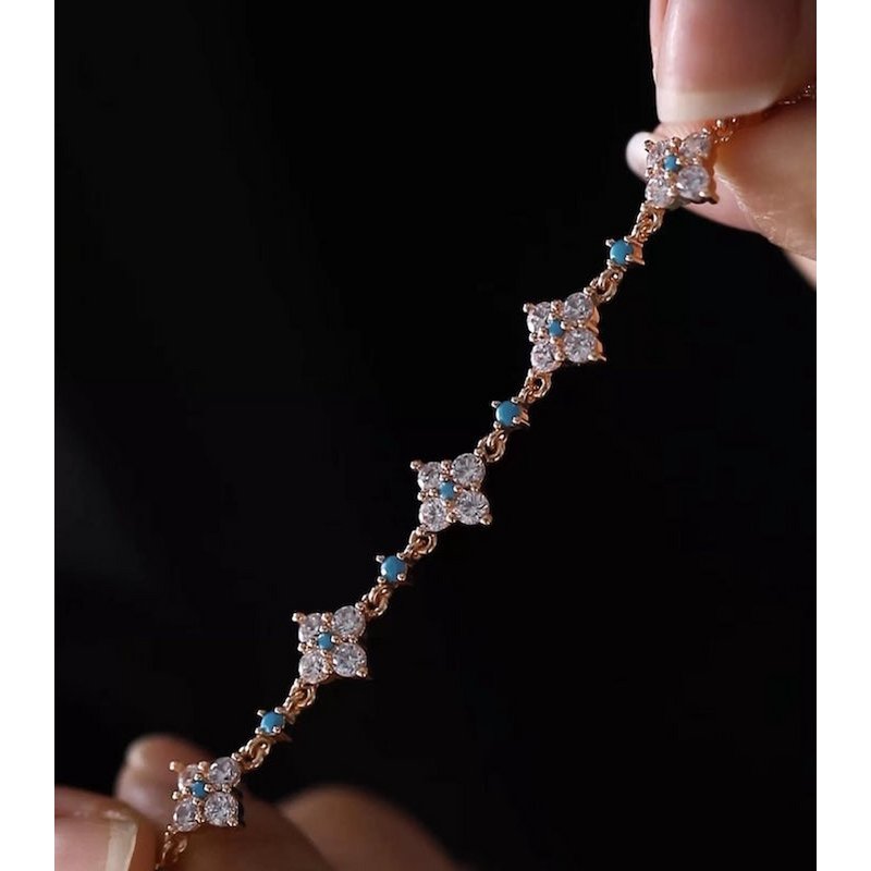 Turquoise Clover Sparkle Bracelet