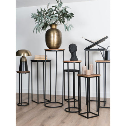Plant tables Sam Rond - Set of 3 - Black Mango wood