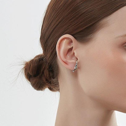 Minimalist Fluid Design Silver Ear Cuff-one pair