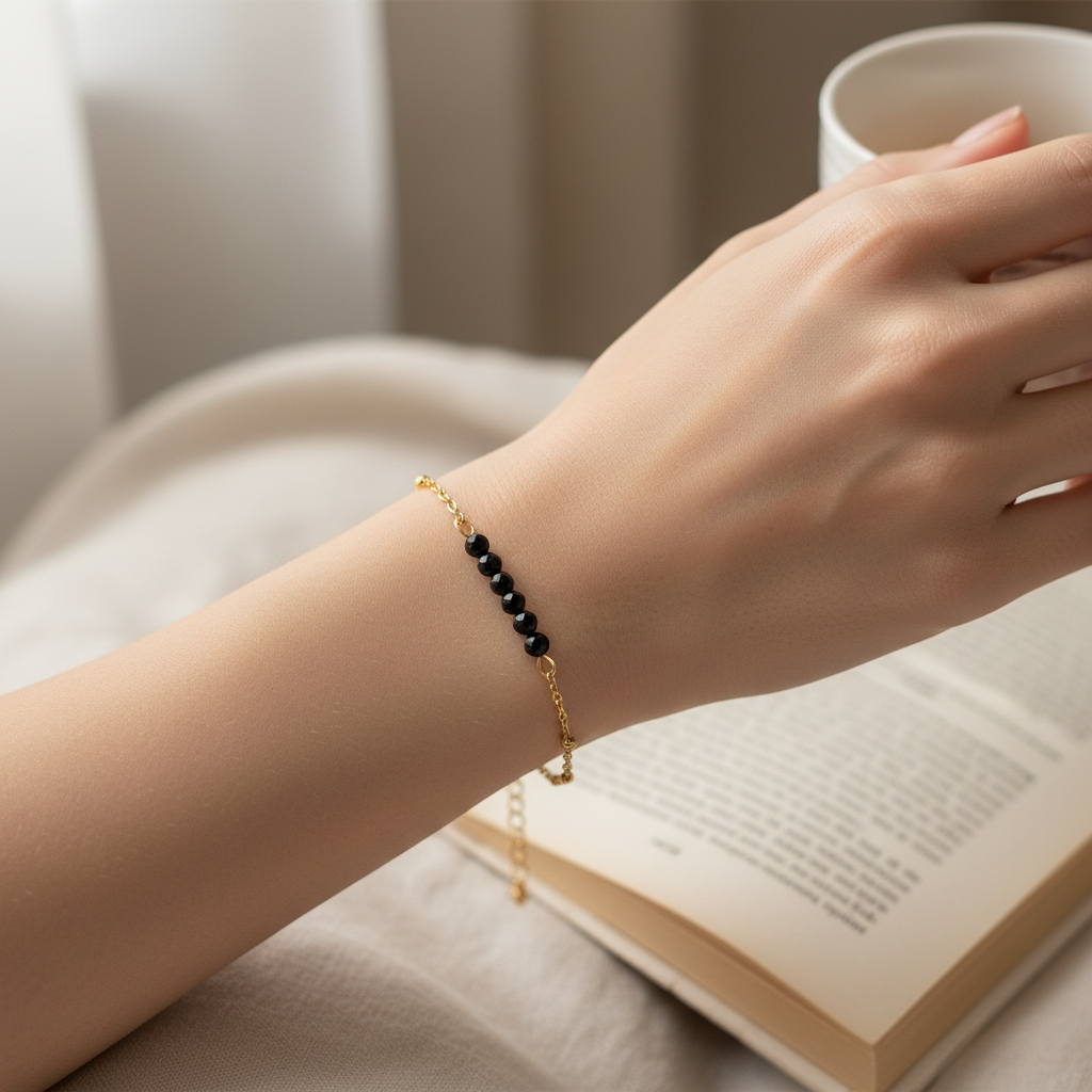 Bracelet Black Tourmaline Facet - Gold