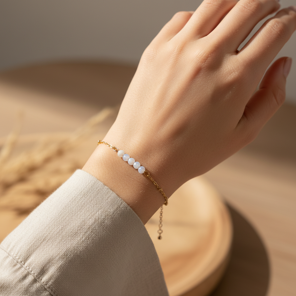 Bracelet Maansteen Facet - Gold