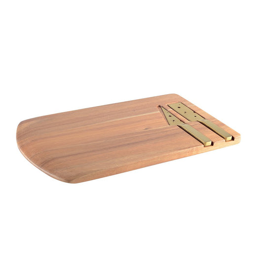 WOODEN CHEESE DISH WITH 2 KNIVES