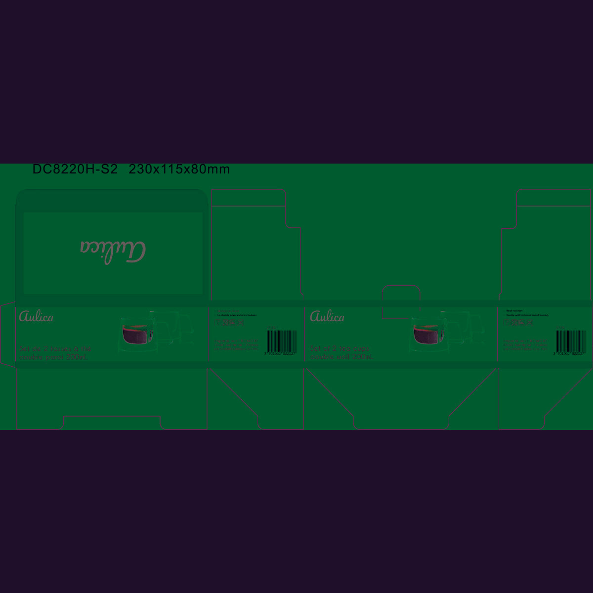 Set of 2 cups to the right wall