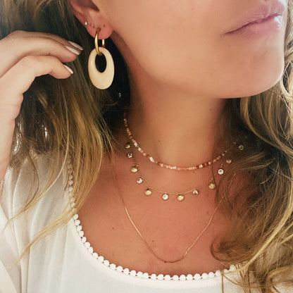 Stainless steel earring with resin drop - old pink/gold - LC702