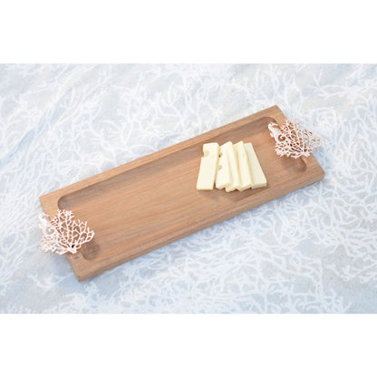 Wooden tray with Decoration Corail Rose Gold 42x13x3cm