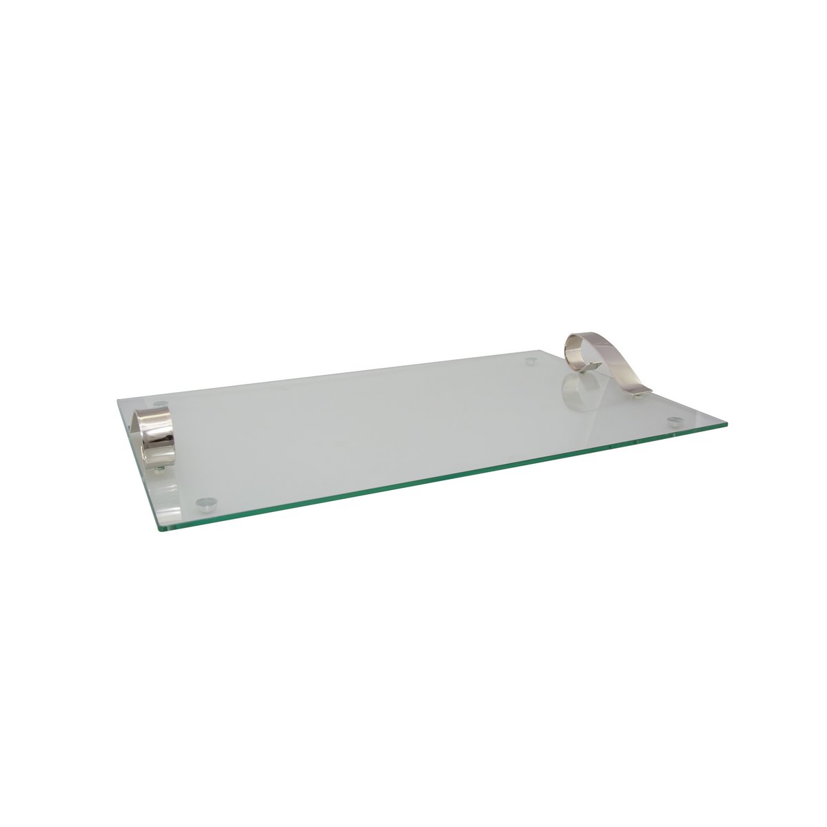 GLASS TRAY WITH METAL HANDLE