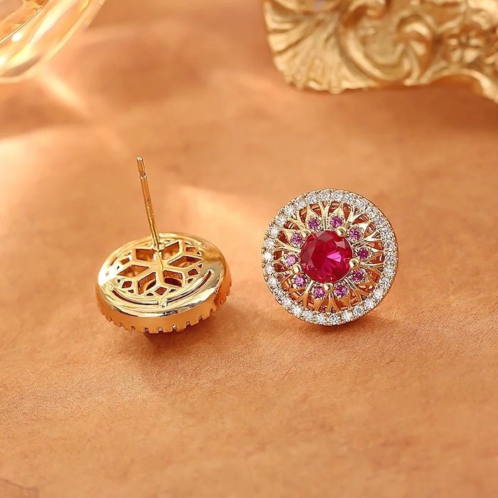 Vintage Style Halo Crystal Stud Earrings