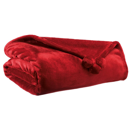 Tender Throw with Ruby Pompoms 130 x 170