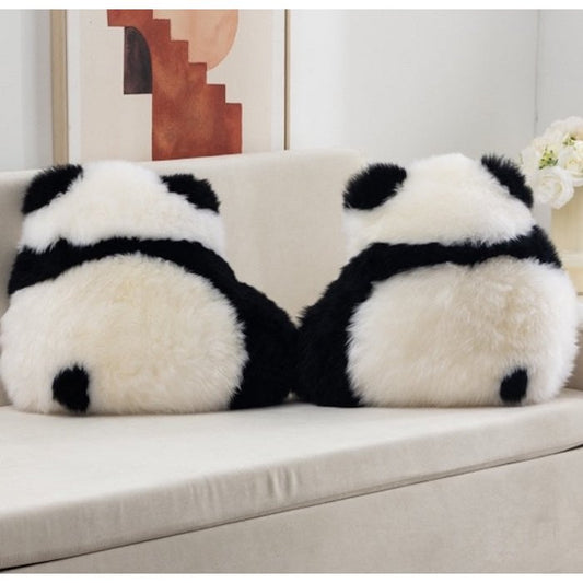 Fluffy Panda Cushion – Natural Wool