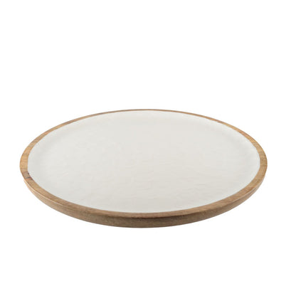 Wooden pearl white tray Manguier 41cm