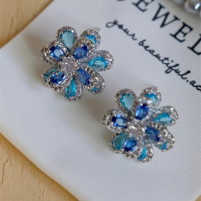 Azure Oil Painting Floral Jewelry Set