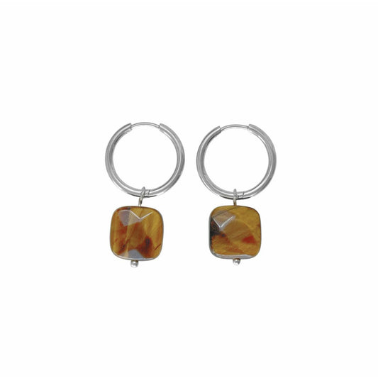 Tiger Eye Earrings - Silver