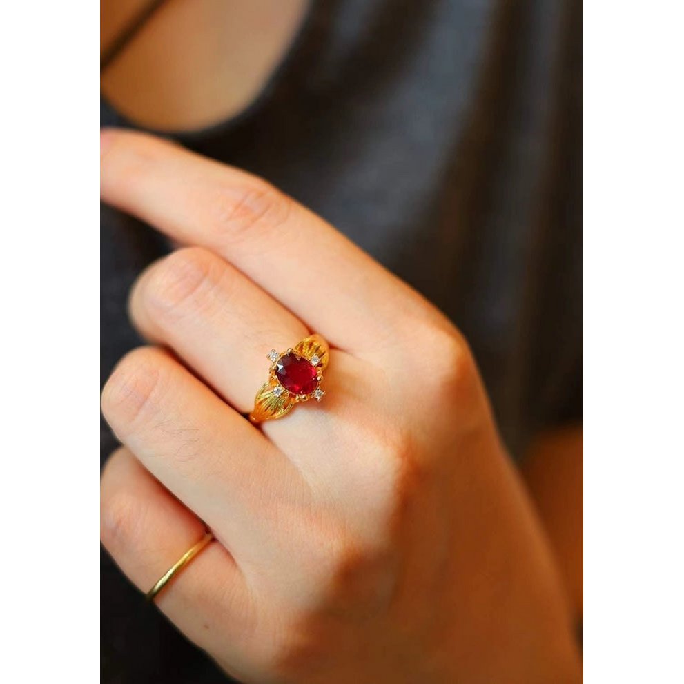 Real Ruby Solitary Ring-Adjustable