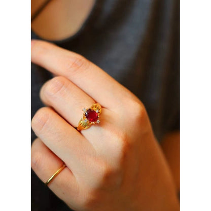 Real Ruby Solitary Ring-Adjustable
