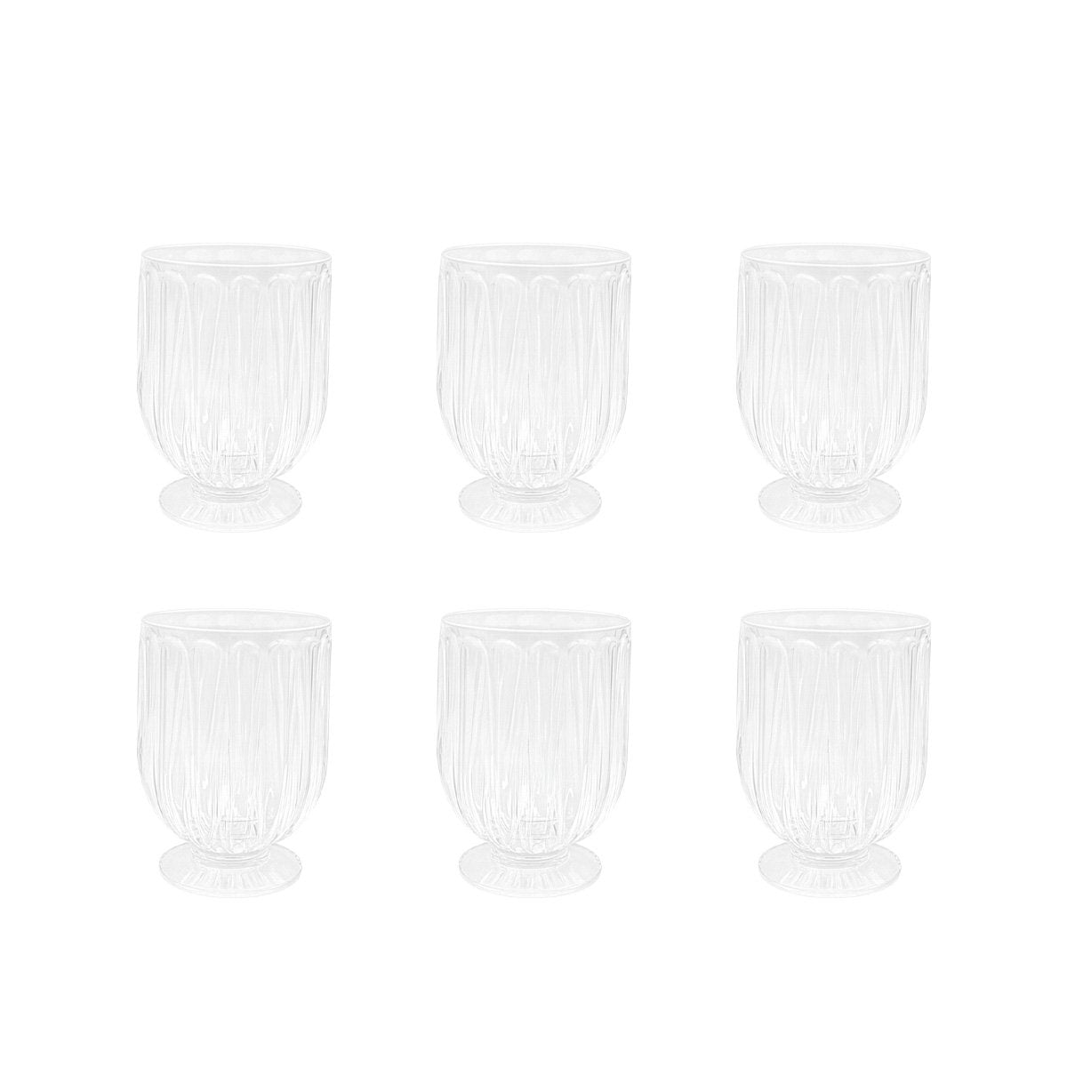 Transparent water glasses on foot - set of 6
