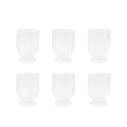 Transparent water glasses on foot - set of 6