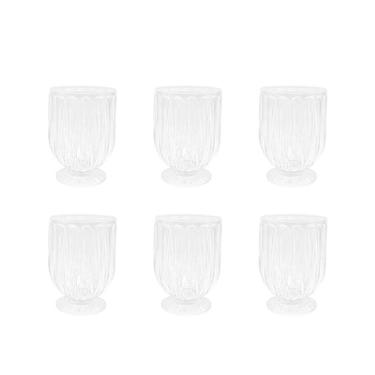 Transparent water glasses on foot - set of 6