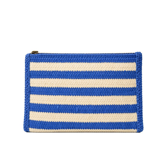 Blue striped clutch