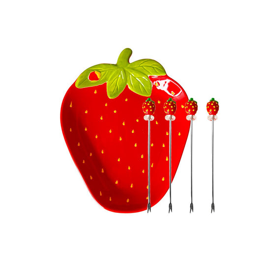 Tray with 4 strawberry aperitif picks