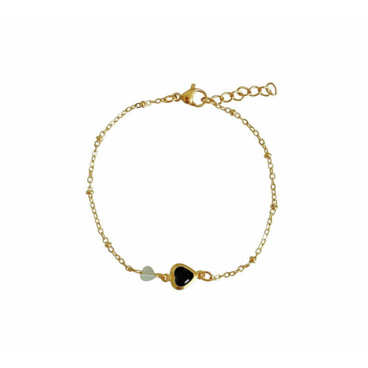 Aventurine & Crystal Heart Bracelet - Gold
