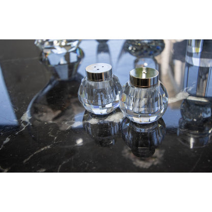 Crystal round salt shaker and pepper