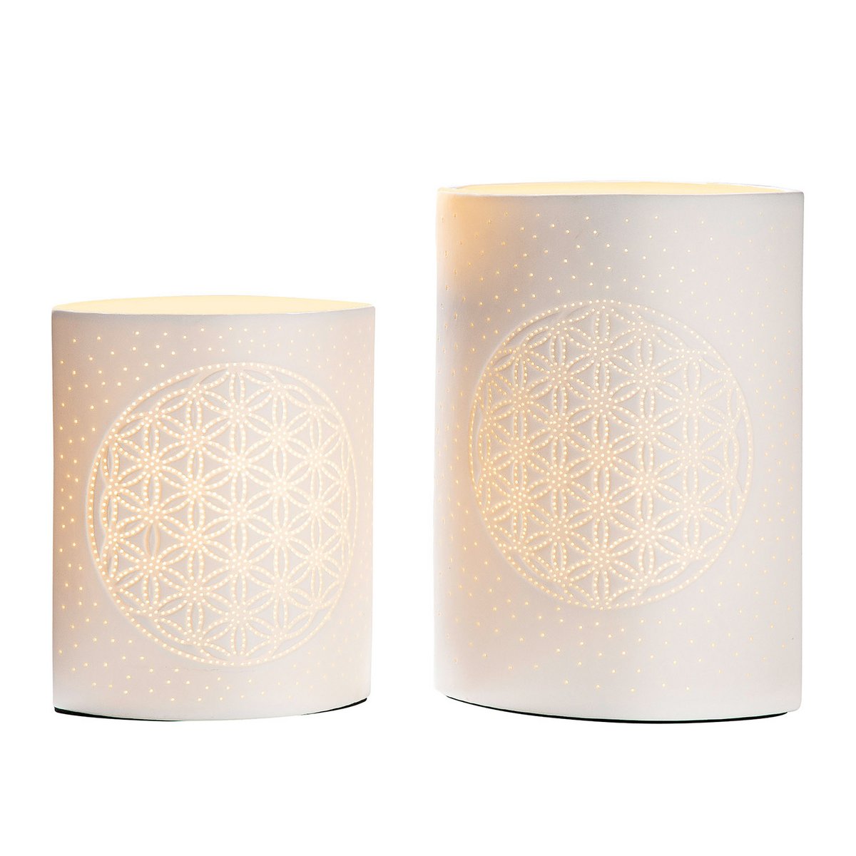 Porcelain sparkling lamp flower of life