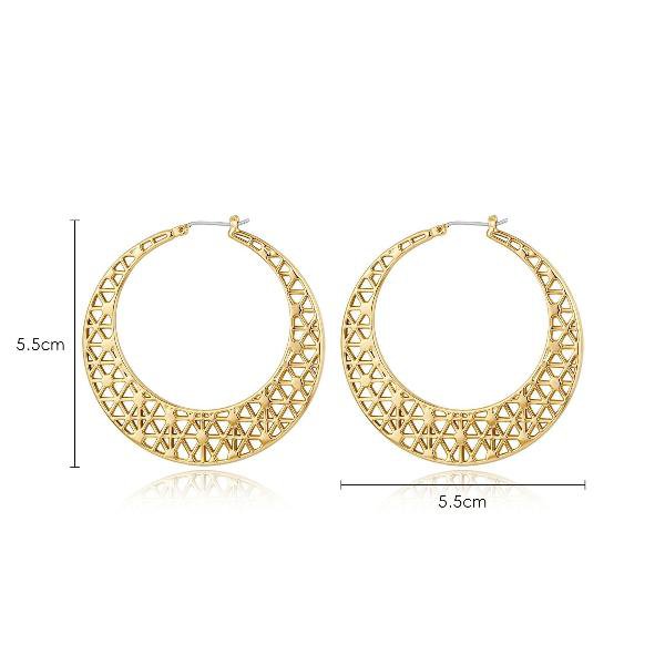 Moon Net - Oversized Golden Hoop Earrings