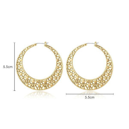 Moon Net - Oversized Golden Hoop Earrings