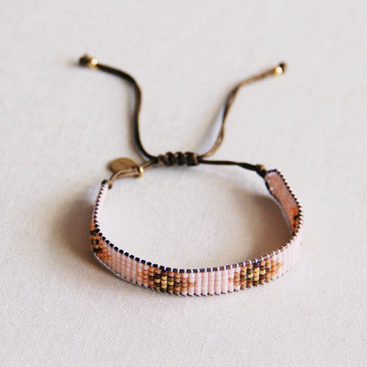 PC114: Weaving bracelet nude/cognac/goldplated