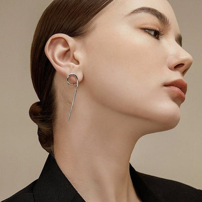 Geometric Curve Hoop Long Line Bar Earrings