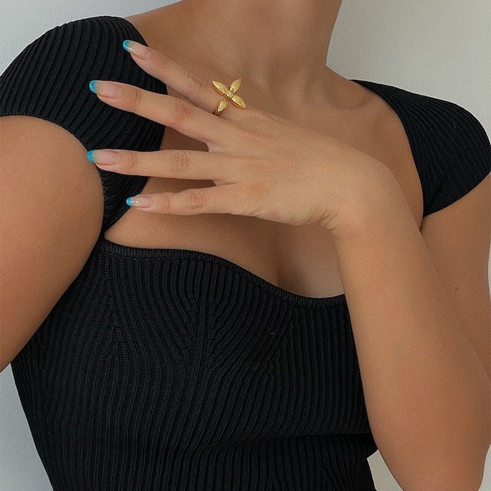 Minimalist Four Leaf Design Adjustable Ring