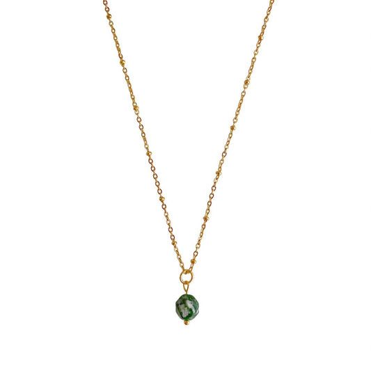 Green Spot Jasper Necklace - Gold