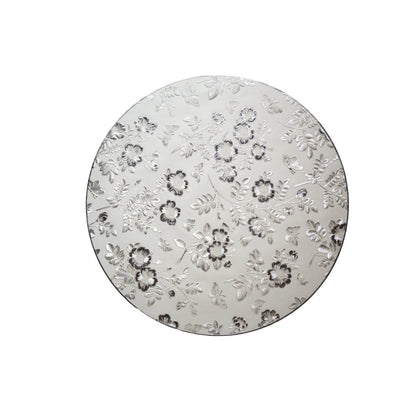 Silver flowers round plate shed