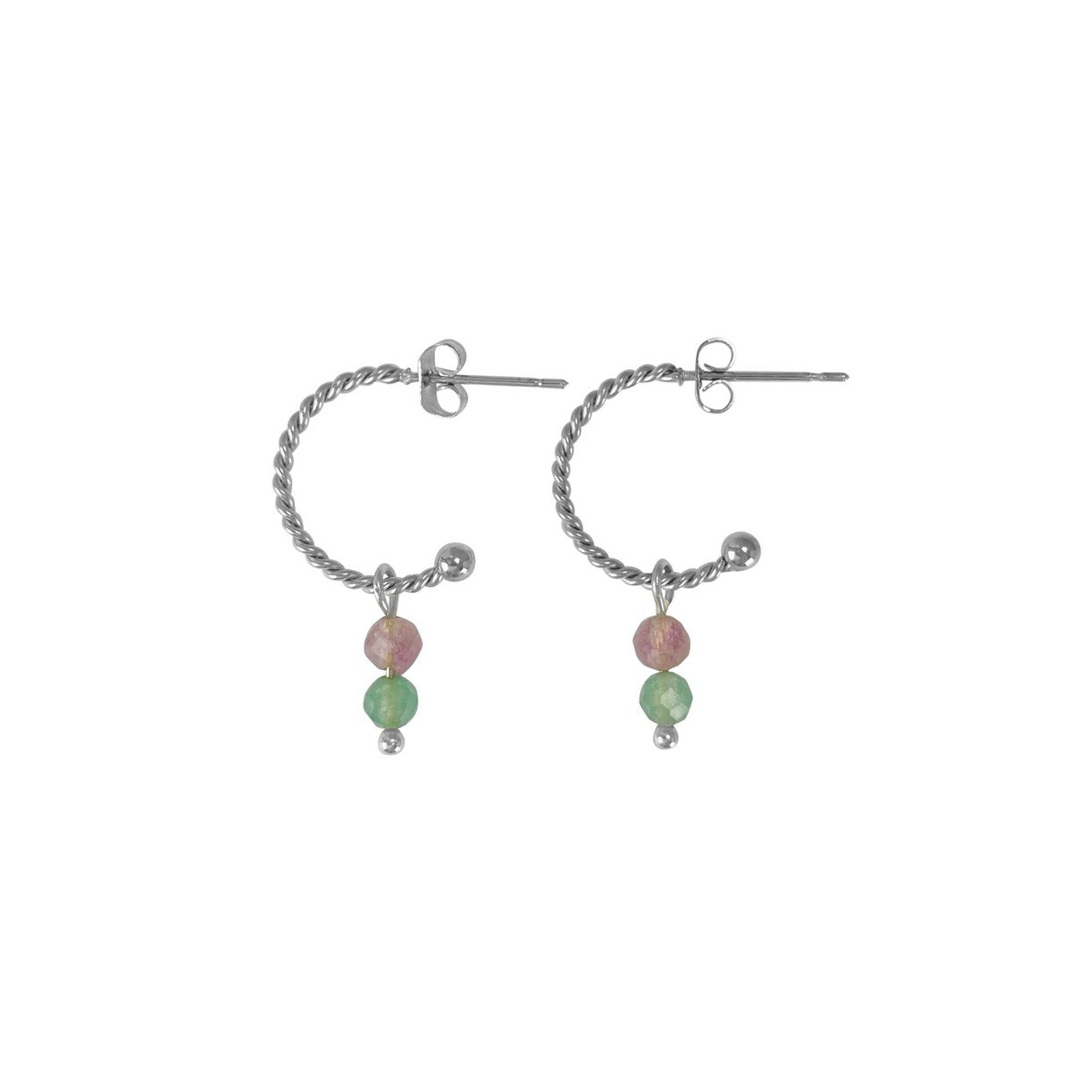 Earrings Tourmaline & Aventurine - Silver