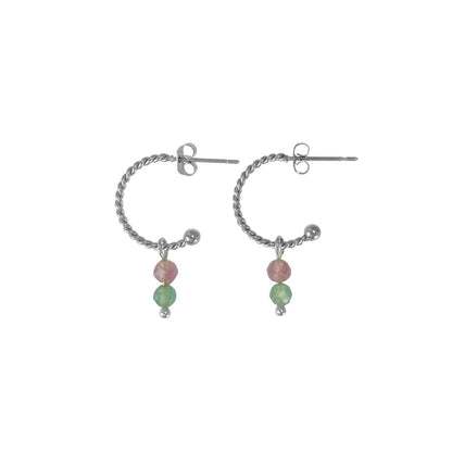 Earrings Tourmaline & Aventurine - Silver