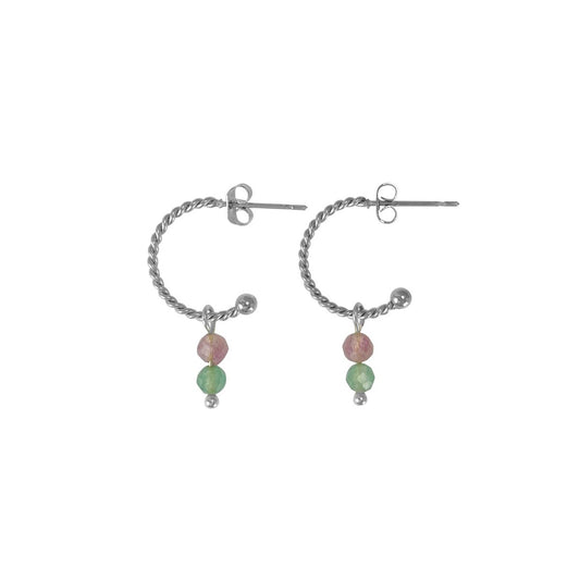 Earrings Tourmaline & Aventurine - Silver