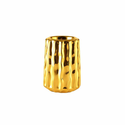 Shiny golden candle store 8x8x11cm