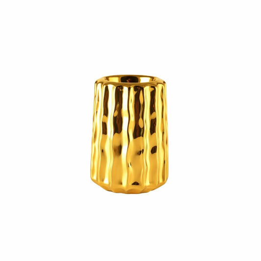 Shiny golden candle store 8x8x11cm