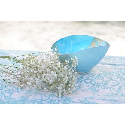 COUPE OVALE BLEUE ET DOREE 26.5X14.3X11.5CM